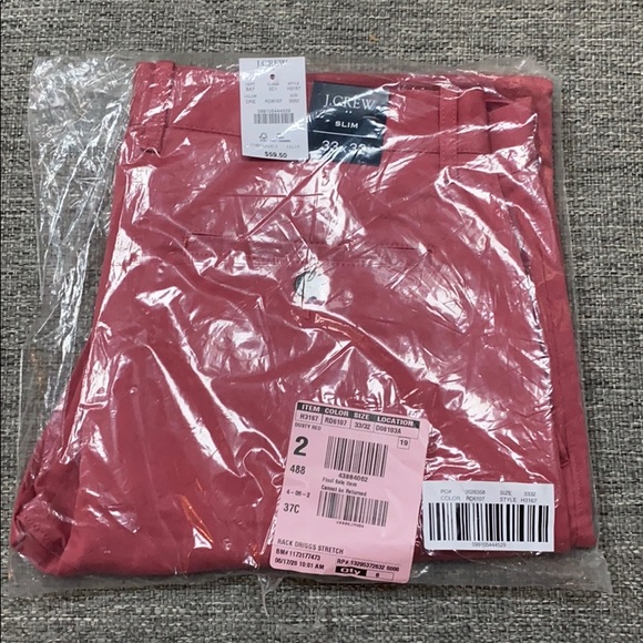 NWT, J.Crew Men’s Slim, Flex Red Khaki Pant 33/32 - Picture 5 of 6